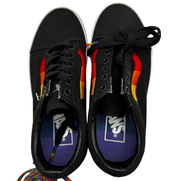 Vans Old Skool Sneakers 3.5‎ Men 5 Women Black Rainbow Embroidery Sole Laces New - Picture 7 of 9
